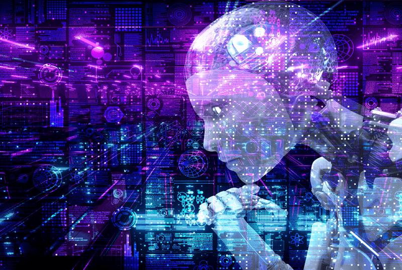 Abstract illustration of an AI assistant in thought